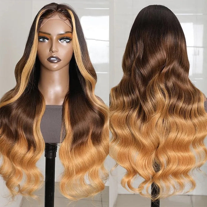 #1B/4/27 straight ombre brown Colored wig 13*4 frontal lace wig