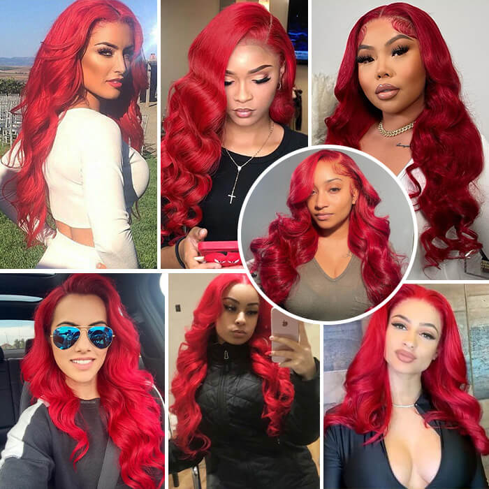 Burgundy Body wave Colored wig 13*4 frontal lace wig