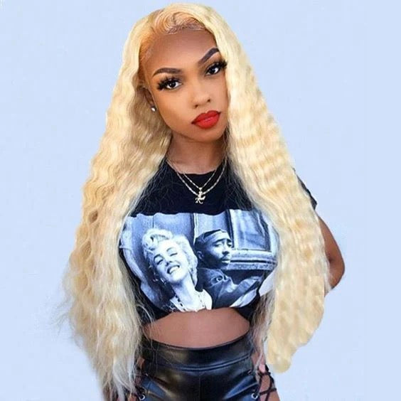 Deep curly 613 Frontal lace wig