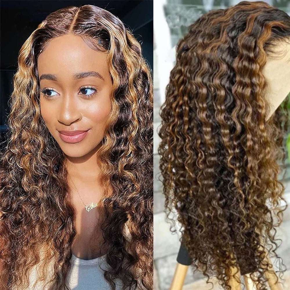 Highlight deep curly Colored wig 13*4 frontal lace wig