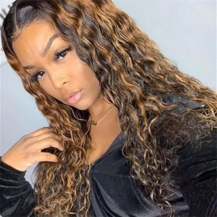 Highlight deep curly Colored wig 13*4 frontal lace wig