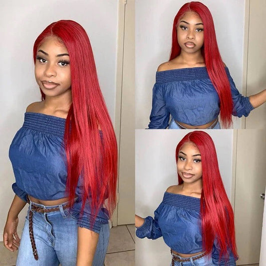 Burgundy Straight Colored wig 13*4 frontal lace wig