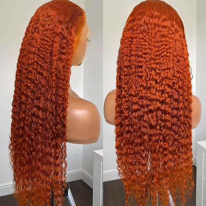 Ginger Colored curly wig 13*4 frontal lace wig