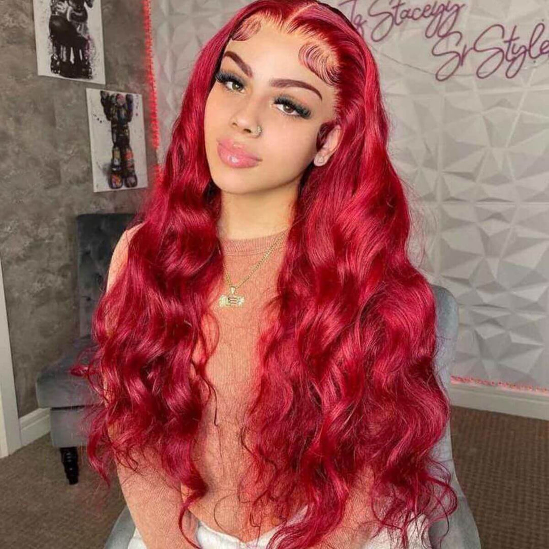 Burgundy Body wave Colored wig 13*4 frontal lace wig