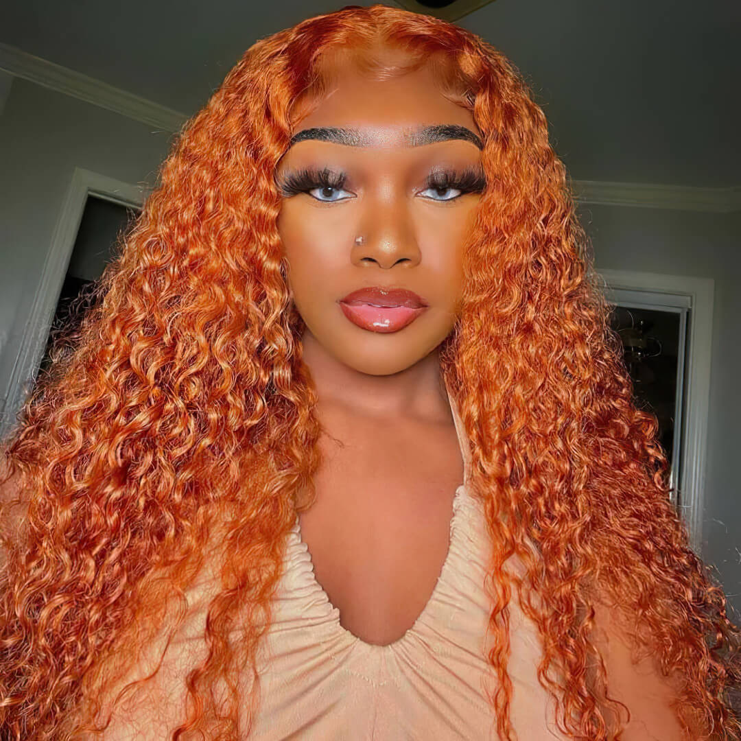 Ginger Colored curly wig 13*4 frontal lace wig